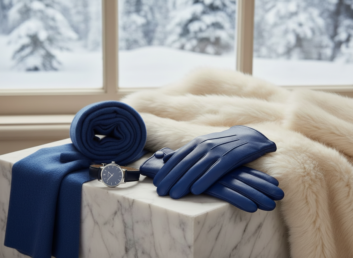 Royal Blue Leather Gloves