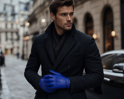 Royal Blue Leather Gloves